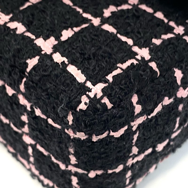△ Chanel 香奈兒 Black Pink Tweed Check Gold-tone Metal Chain Flap Bag 黑粉色斜紋軟呢格紋金色金屬鏈條肩揹袋 AA9215 - 247015003-8