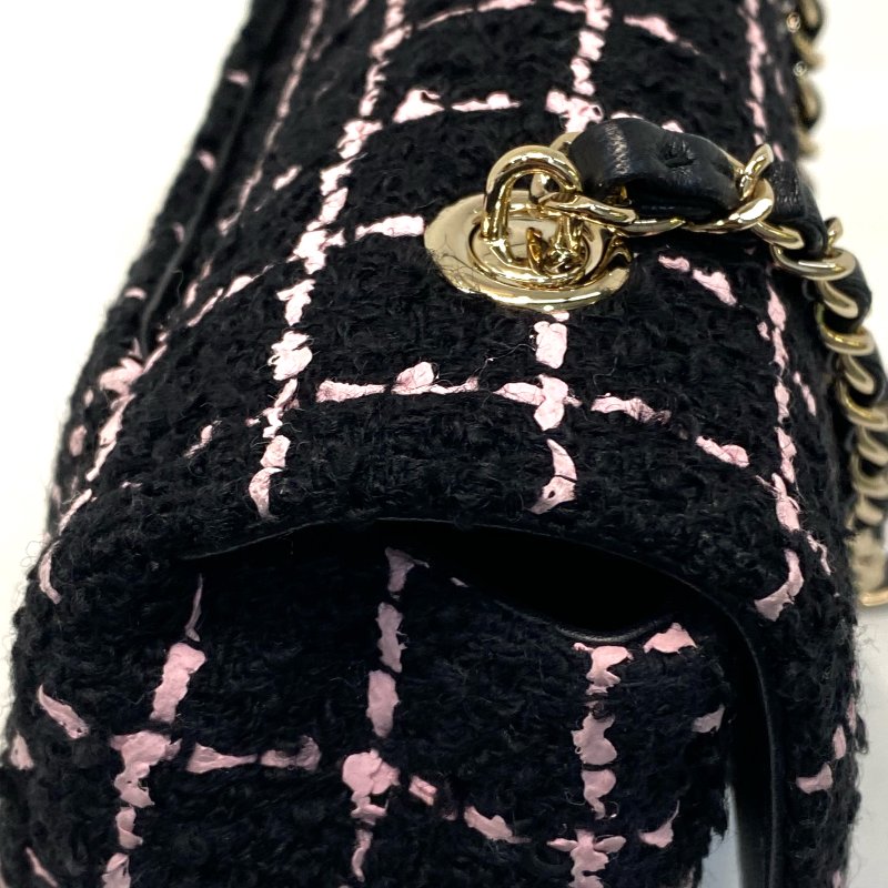 △ Chanel 香奈兒 Black Pink Tweed Check Gold-tone Metal Chain Flap Bag 黑粉色斜紋軟呢格紋金色金屬鏈條肩揹袋 AA9215 - 247015003-11