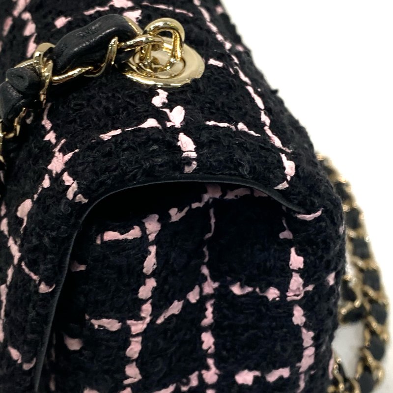△ Chanel 香奈兒 Black Pink Tweed Check Gold-tone Metal Chain Flap Bag 黑粉色斜紋軟呢格紋金色金屬鏈條肩揹袋 AA9215 - 247015003-12