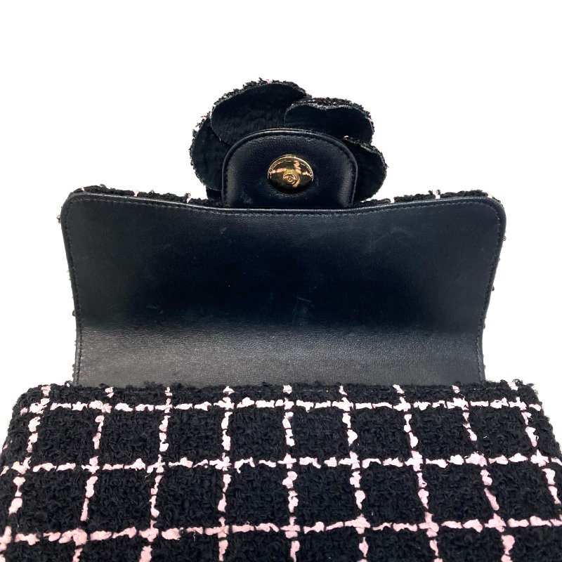 △ Chanel 香奈兒 Black Pink Tweed Check Gold-tone Metal Chain Flap Bag 黑粉色斜紋軟呢格紋金色金屬鏈條肩揹袋 AA9215 - 247015003-15