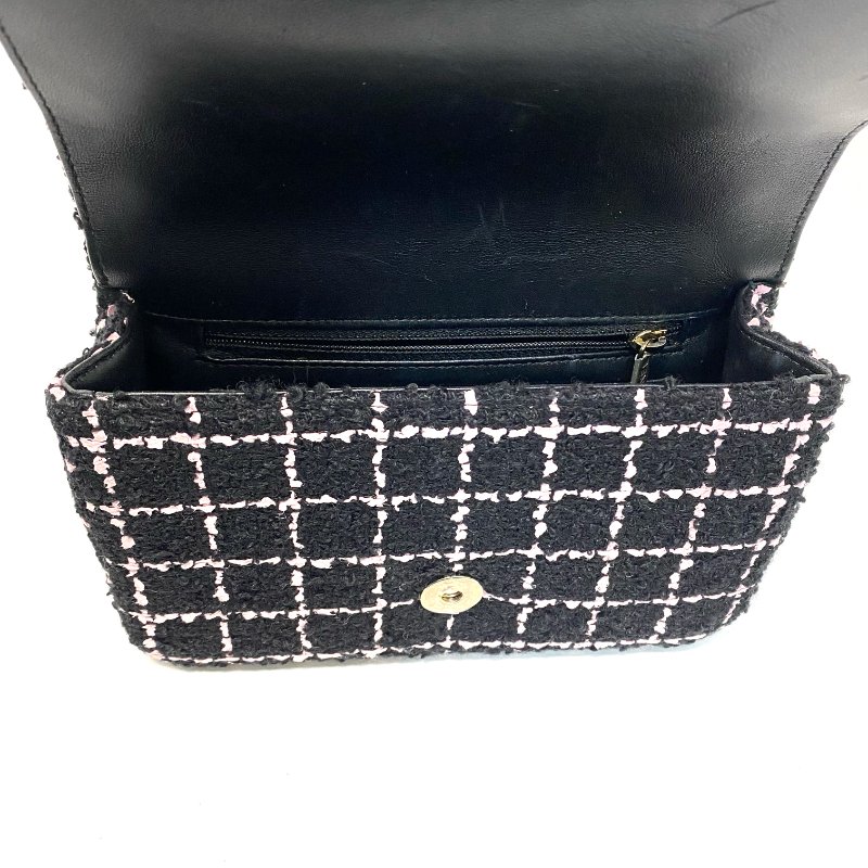 △ Chanel 香奈兒 Black Pink Tweed Check Gold-tone Metal Chain Flap Bag 黑粉色斜紋軟呢格紋金色金屬鏈條肩揹袋 AA9215 - 247015003-16