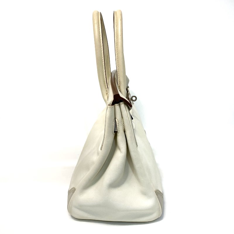△ Hermes 愛馬仕 Birkin 30 Ghillies White Grey Swift Calfskin Palladium-plated Hardware Handbag Stamp[P] 白灰色滑面小牛皮銀扣手袋 [P]刻 - 247015365-3