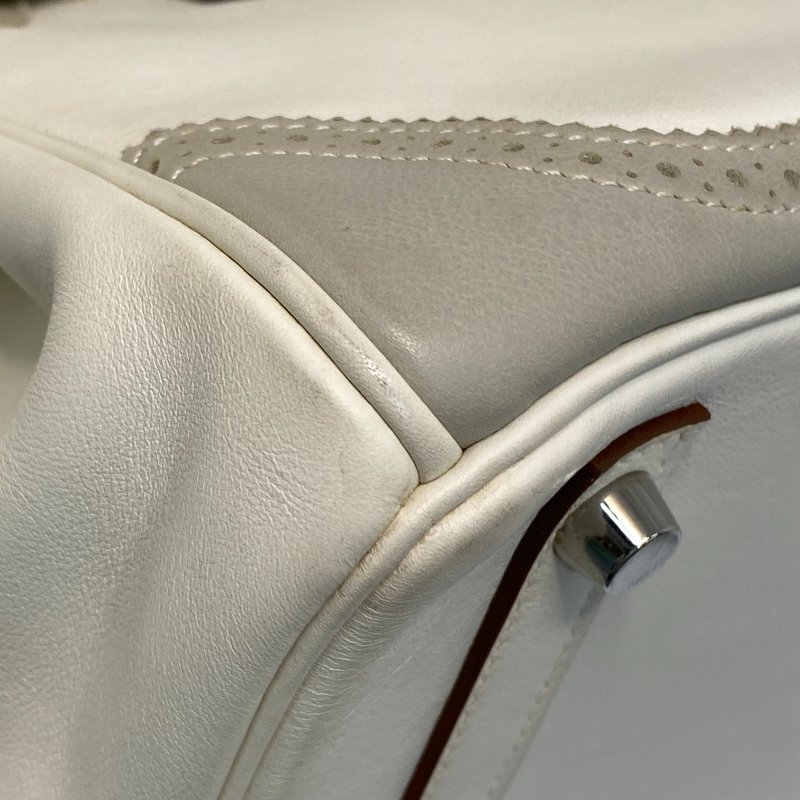 △ Hermes 愛馬仕 Birkin 30 Ghillies White Grey Swift Calfskin Palladium-plated Hardware Handbag Stamp[P] 白灰色滑面小牛皮銀扣手袋 [P]刻 - 247015365-7