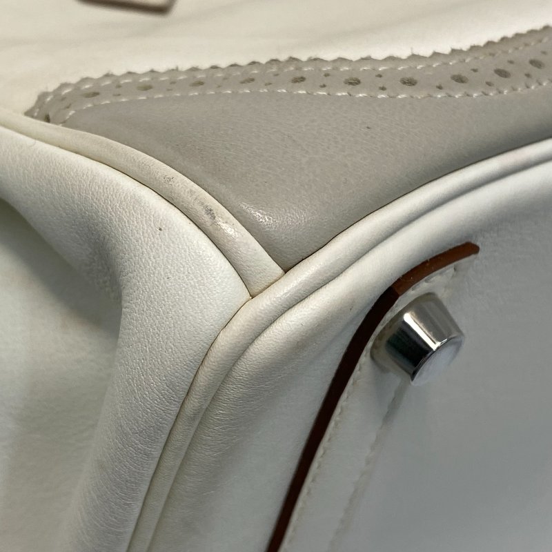 △ Hermes 愛馬仕 Birkin 30 Ghillies White Grey Swift Calfskin Palladium-plated Hardware Handbag Stamp[P] 白灰色滑面小牛皮銀扣手袋 [P]刻 - 247015365-9