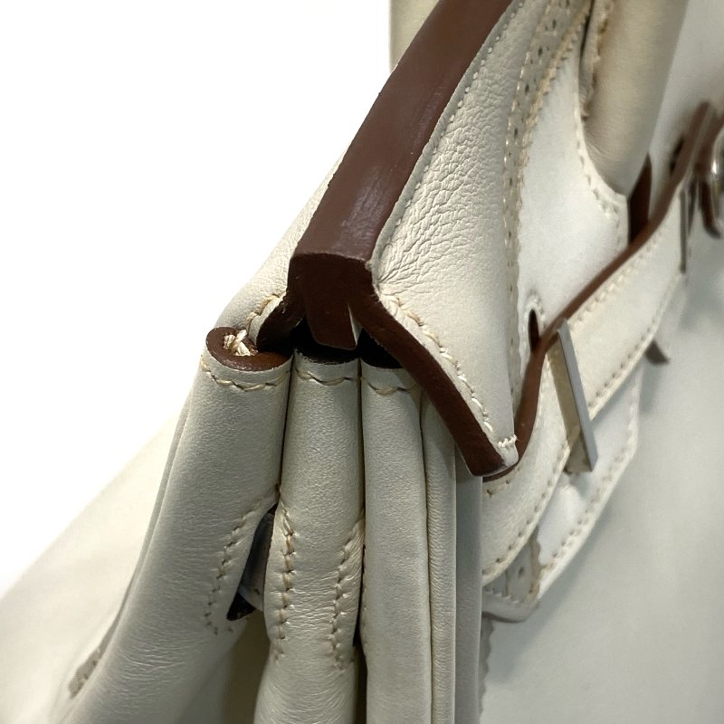 △ Hermes 愛馬仕 Birkin 30 Ghillies White Grey Swift Calfskin Palladium-plated Hardware Handbag Stamp[P] 白灰色滑面小牛皮銀扣手袋 [P]刻 - 247015365-11