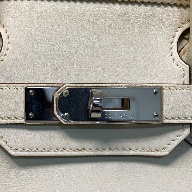 △ Hermes 愛馬仕 Birkin 30 Ghillies White Grey Swift Calfskin Palladium-plated Hardware Handbag Stamp[P] 白灰色滑面小牛皮銀扣手袋 [P]刻 - 247015365-13