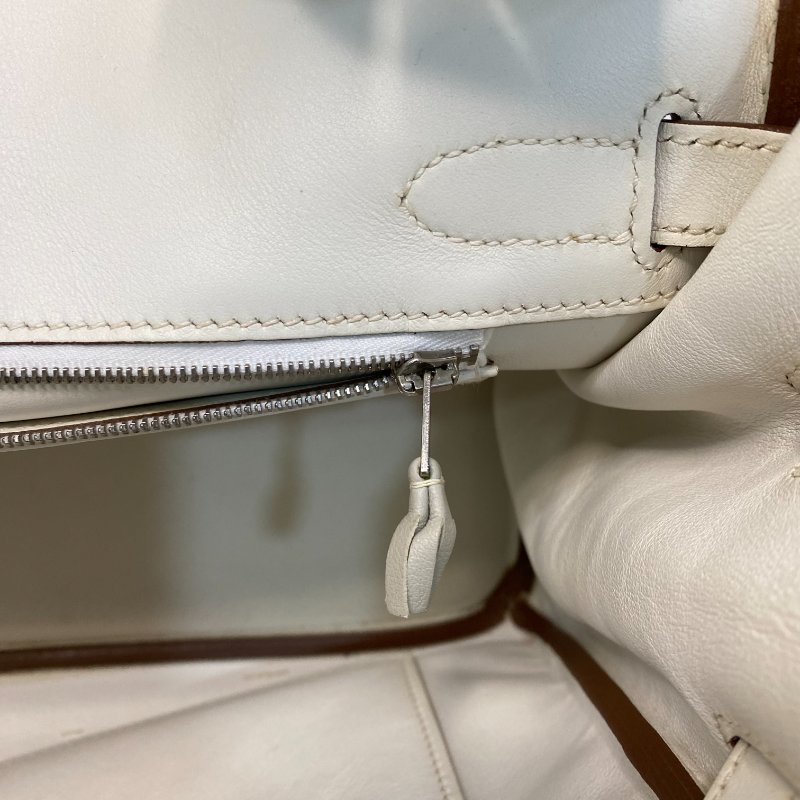 △ Hermes 愛馬仕 Birkin 30 Ghillies White Grey Swift Calfskin Palladium-plated Hardware Handbag Stamp[P] 白灰色滑面小牛皮銀扣手袋 [P]刻 - 247015365-24