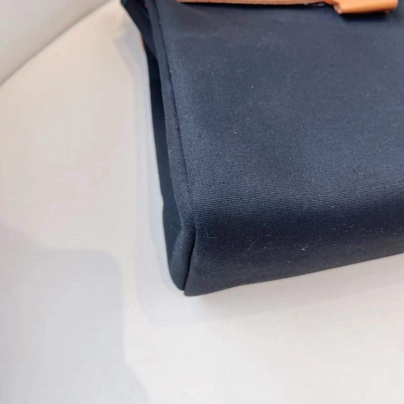 HERMES 棕拼黑帆布HERBAG31-14