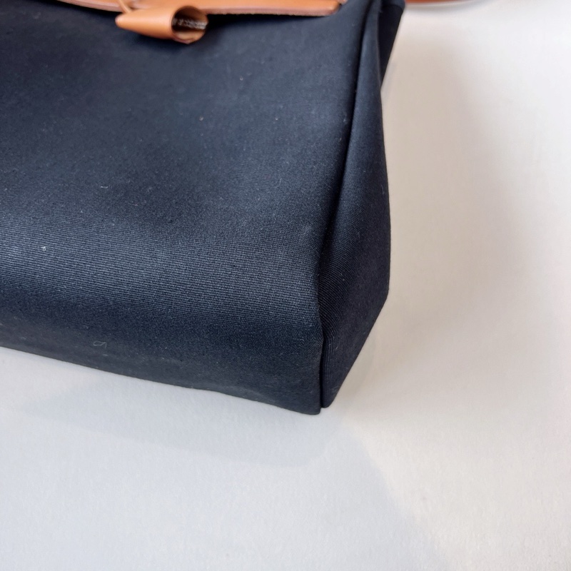 HERMES 棕拼黑帆布HERBAG31-15