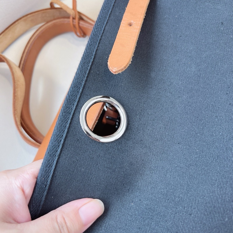 HERMES 棕拼黑帆布HERBAG31-24