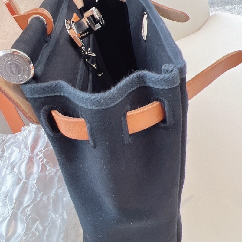 HERMES 棕拼黑帆布HERBAG31-33