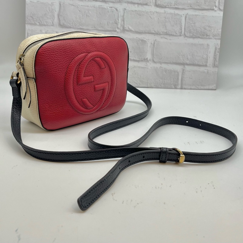 GUCCI SOHO DISCO 三色紅黑米白皮革斜背包側背包精品時尚｜PopChill 拍拍圈