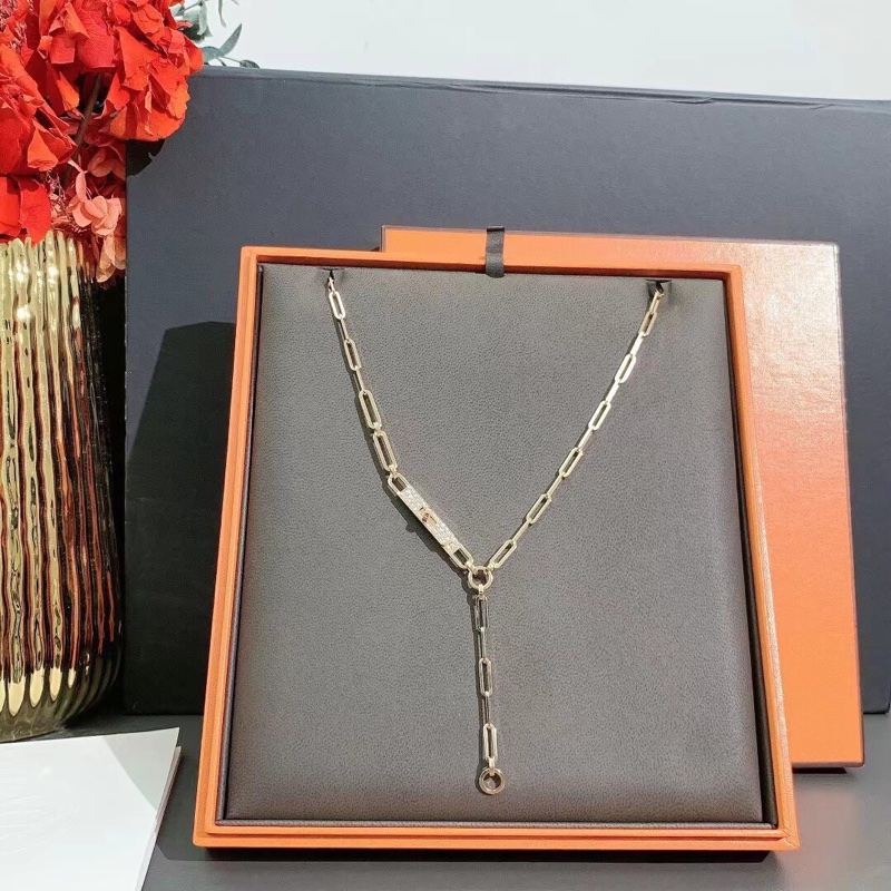 Hermes愛馬仕Kelly chaine流蘇項鍊半鑽玫瑰金st碼， 全新23年購入-1