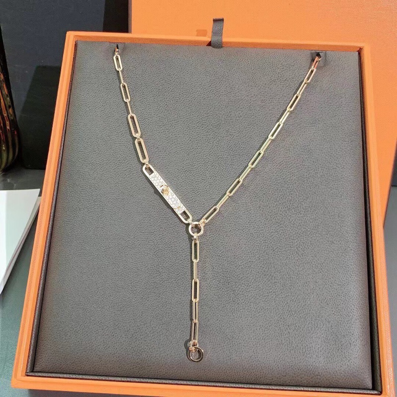 Hermes愛馬仕Kelly chaine流蘇項鍊半鑽玫瑰金st碼， 全新23年購入-2