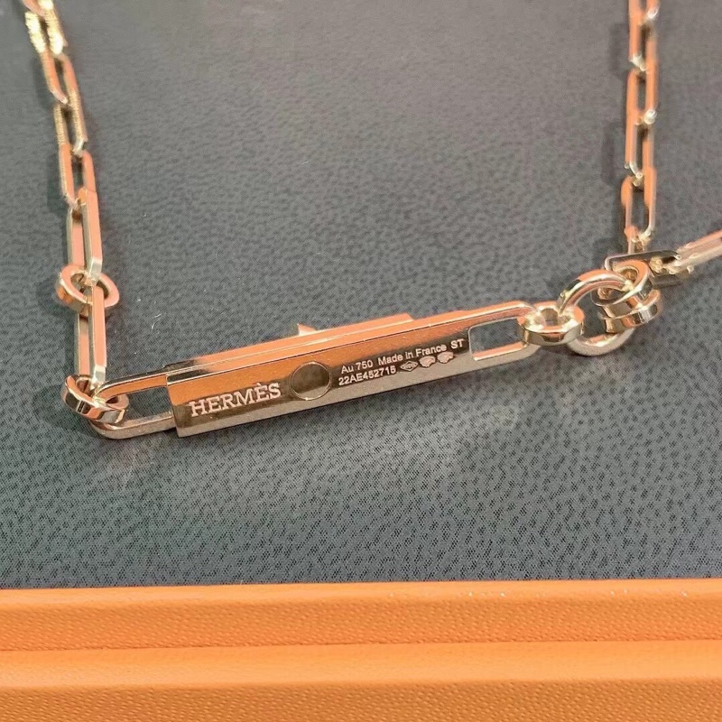 Hermes愛馬仕Kelly chaine流蘇項鍊半鑽玫瑰金st碼， 全新23年購入-6