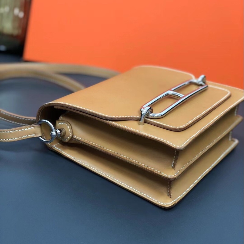 Hermes愛馬仕Roulis豬鼻子19金棕色馬鞍皮X刻-2