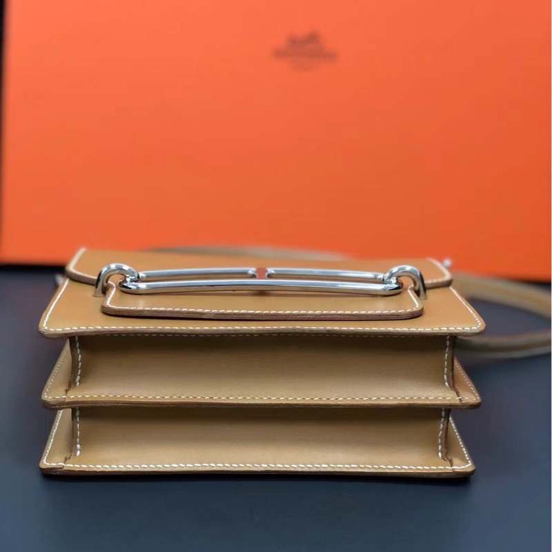 Hermes愛馬仕Roulis豬鼻子19金棕色馬鞍皮X刻-4