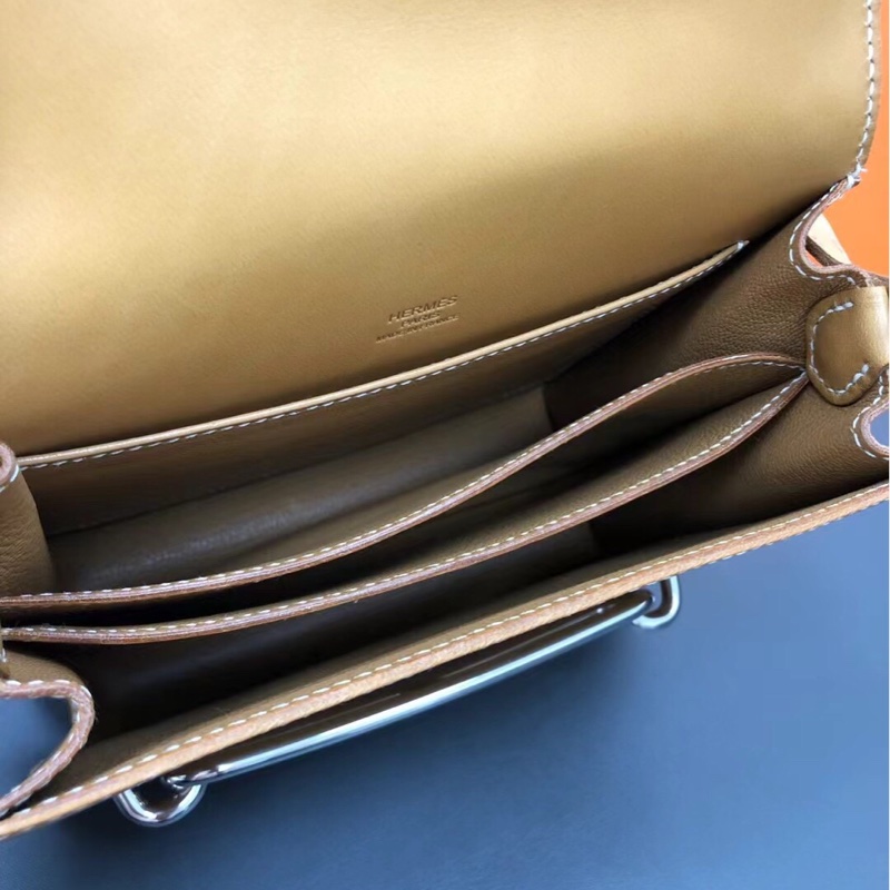 Hermes愛馬仕Roulis豬鼻子19金棕色馬鞍皮X刻-6