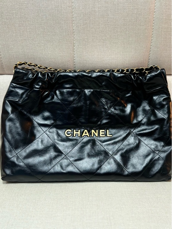 CHANEL 22BAG 稀有橫版 黑/金扣 24C-5