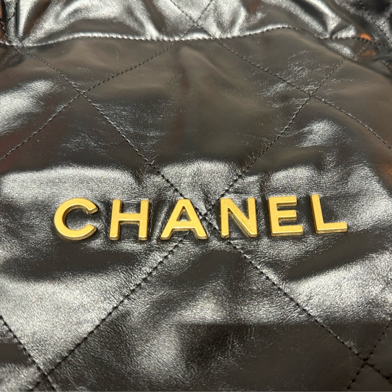 CHANEL 22BAG 稀有橫版 黑/金扣 24C-6