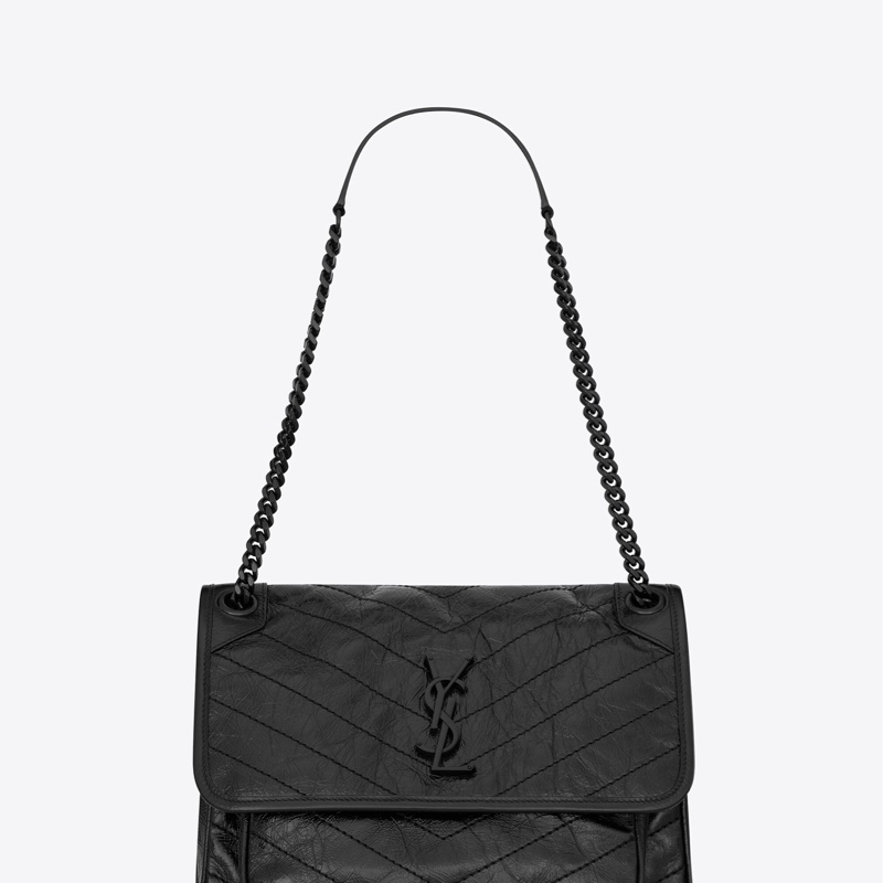 YSL NIKI復古油蠟皮 皮革中型手袋-0