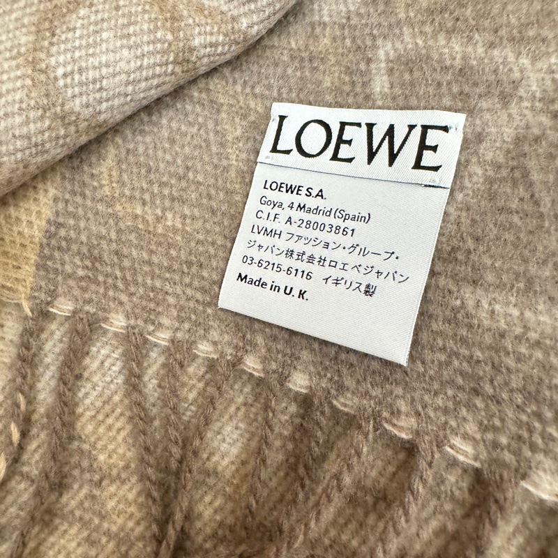 Loewe 棋盤格雙面老花logo羊絨圍巾-5
