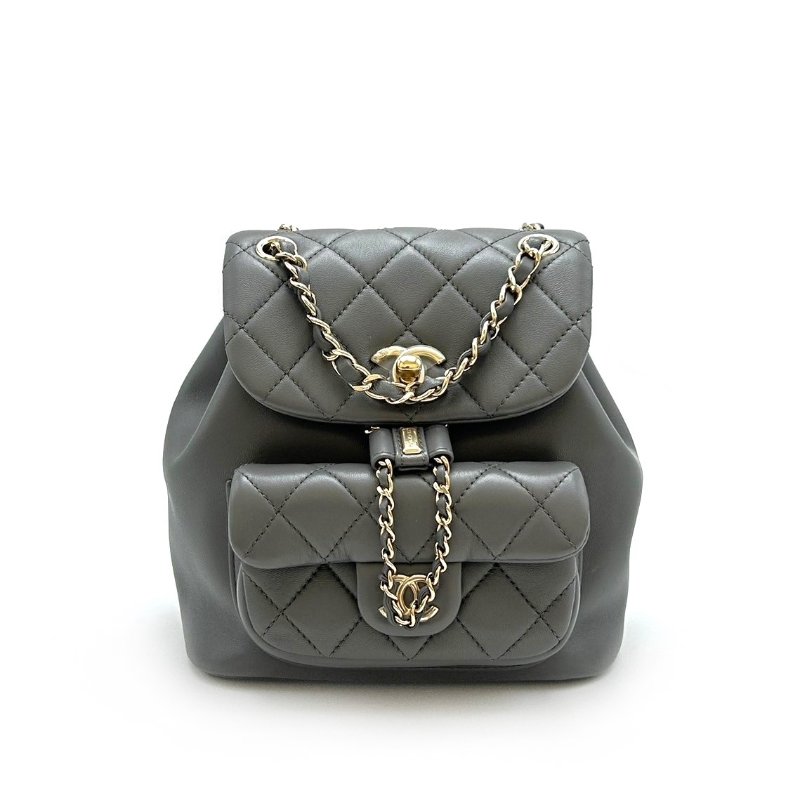 CHANEL Duma小羊皮後背包 - 灰-0
