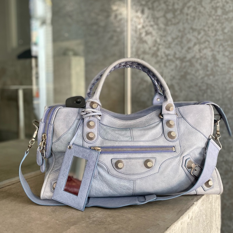 ▪️富貴選物FUGUEI▪️balenciaga 機車包 霧霾藍 city 包-0