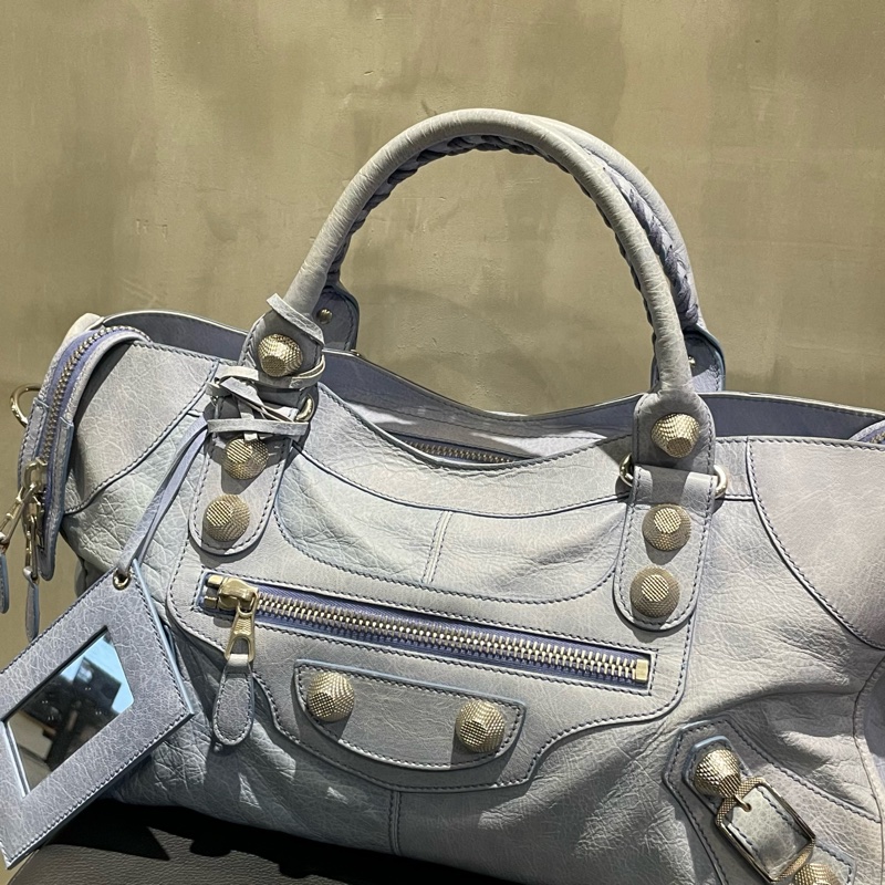 ▪️富貴選物FUGUEI▪️balenciaga 機車包 霧霾藍 city 包-1