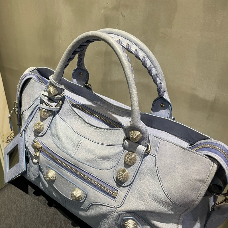 ▪️富貴選物FUGUEI▪️balenciaga 機車包 霧霾藍 city 包-4