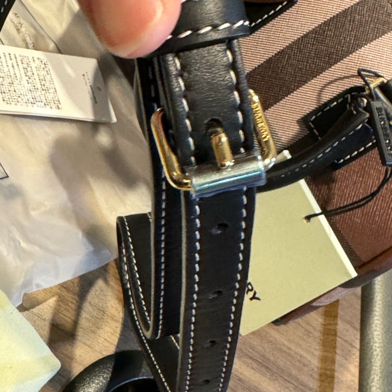 全新2024新品 Burberry 迷你格紋波士頓包保齡球包 深樺木棕-31