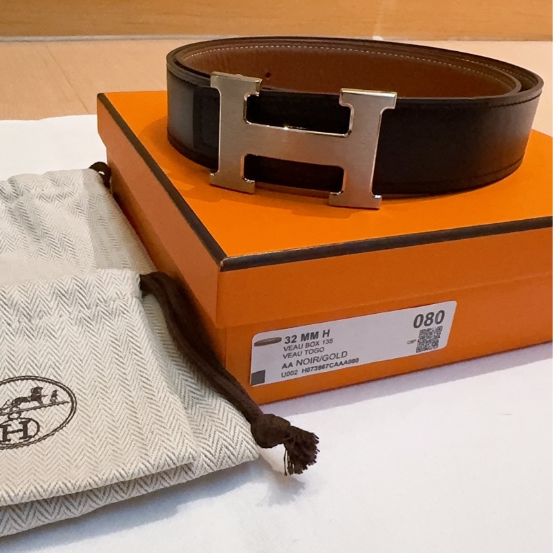 愛馬仕Hermes H皮帶釦 ＆ 雙面皮腰帶32 MM-0