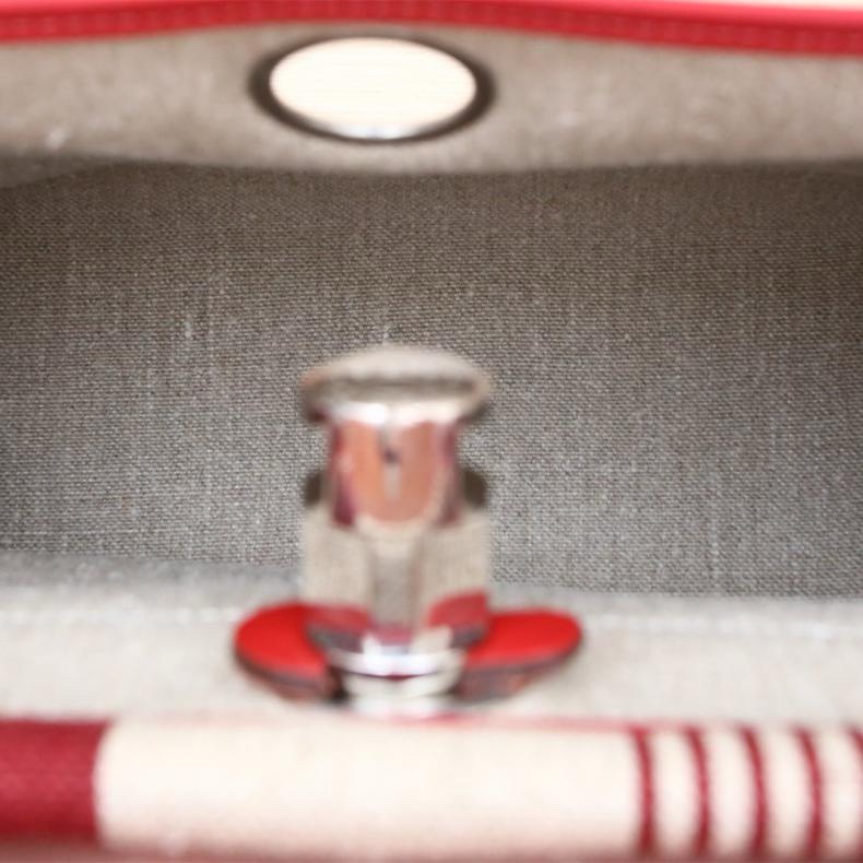 HERMES(愛馬仕) Herbag 31 57波爾多紅 帆布 D刻 銀扣 條紋拼色-4