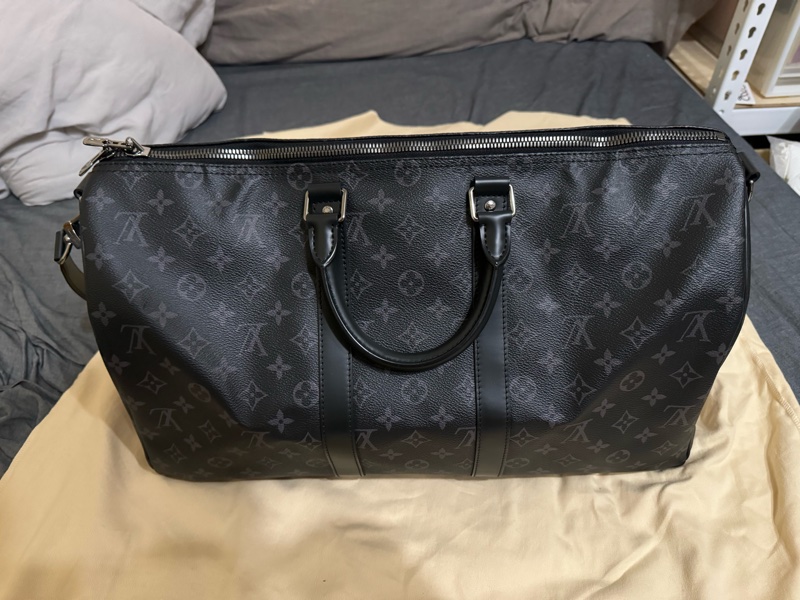 LV keepall 45 黑色帆布 9.9成新-2