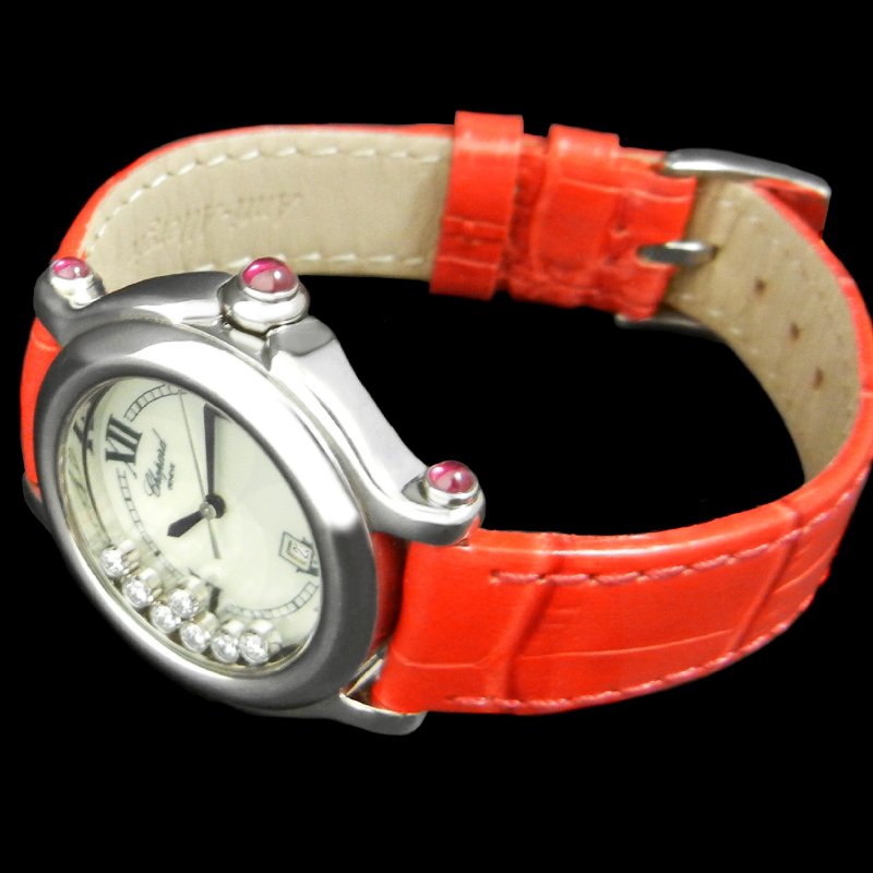 金鐸精品~ 2167 CHOPARD 蕭邦 HAPPY DIAMONDS 7顆快樂鑽 珍珠母貝面石英女用鑽錶-3