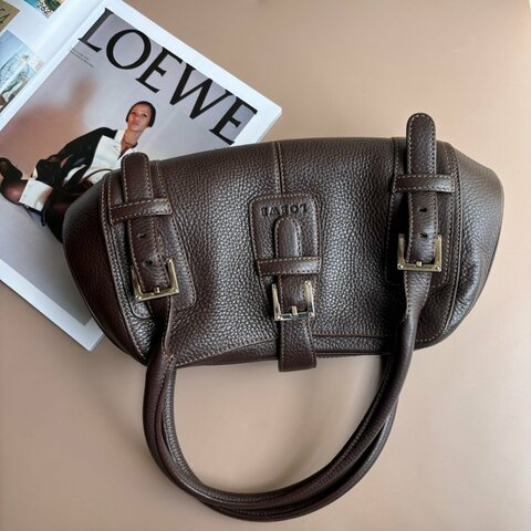 ::LOEWE:: 咖色皮革VINTAGE 80S Y2K 手提包 腋下包 加吊飾超可愛
