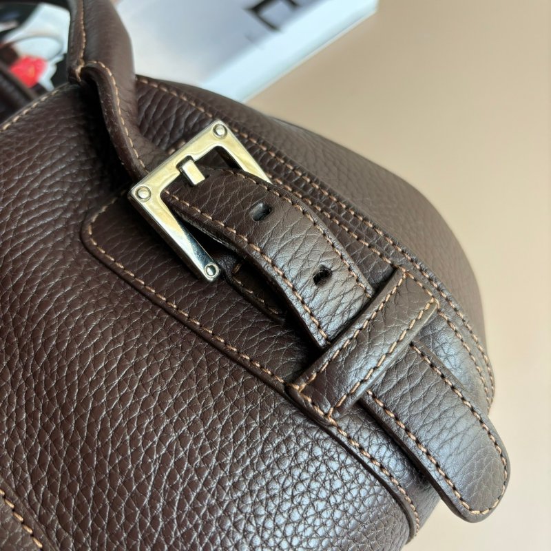 ::LOEWE:: 咖色皮革VINTAGE 80S Y2K 手提包 腋下包 加吊飾超可愛-3