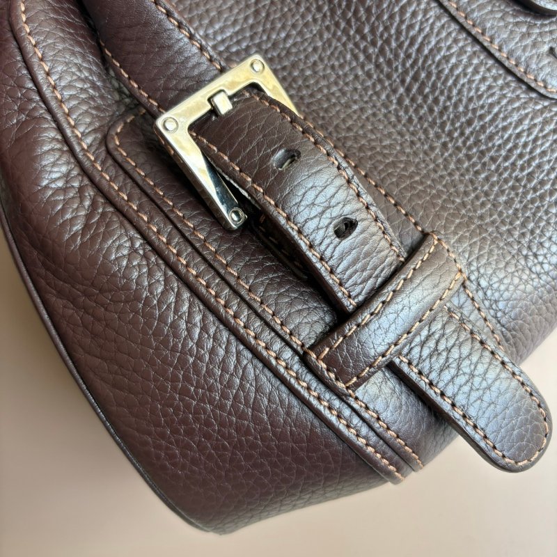 ::LOEWE:: 咖色皮革VINTAGE 80S Y2K 手提包 腋下包 加吊飾超可愛-4