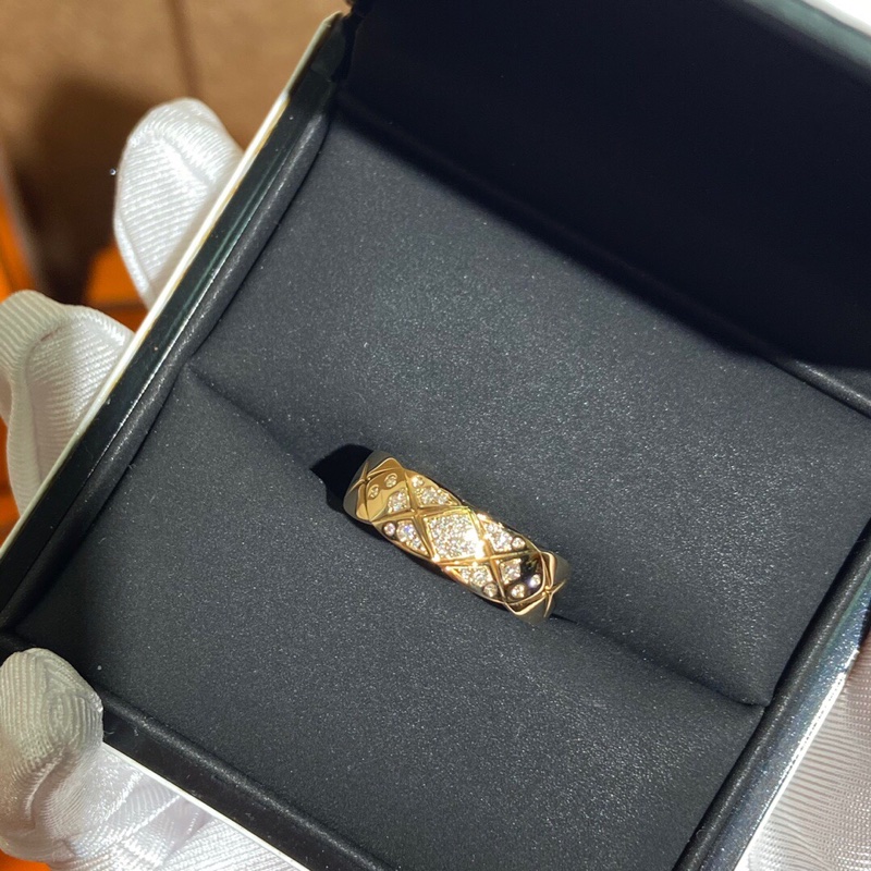 Chanel香奈兒coco crush黃金寬版鑲鑽58號戒指 2019年購入-2