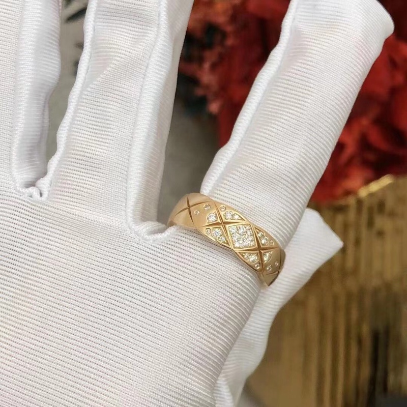 Chanel香奈兒coco crush黃金寬版鑲鑽58號戒指 2019年購入-6
