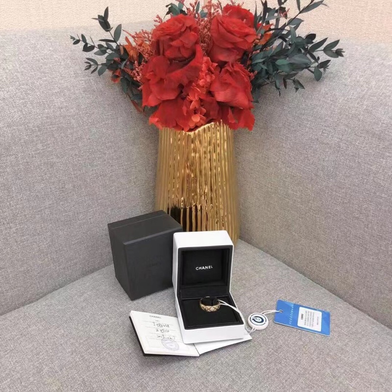 Chanel香奈兒coco crush黃金寬版鑲鑽58號戒指 2019年購入-7