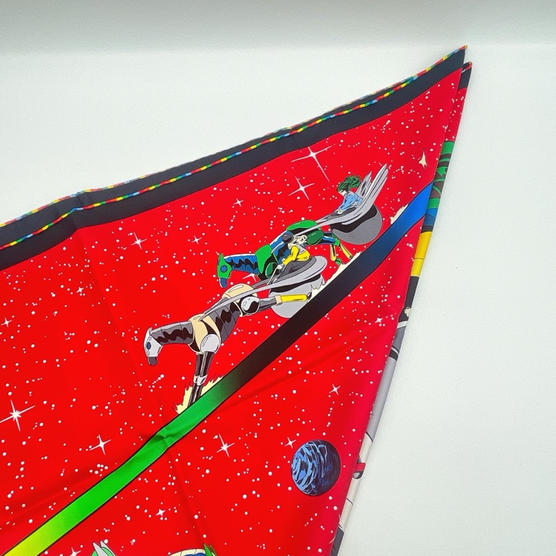 Hermes 方巾 Space Derby 90 cm手工捲邊斜紋真絲方巾(太空賽馬🏇）-2