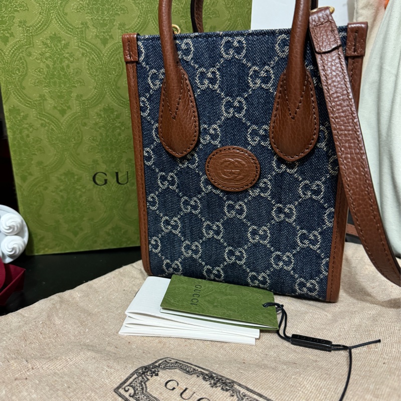 Gucci OPHIDIA GG MINI BAG 藍色牛仔布顏色 風琴包-0