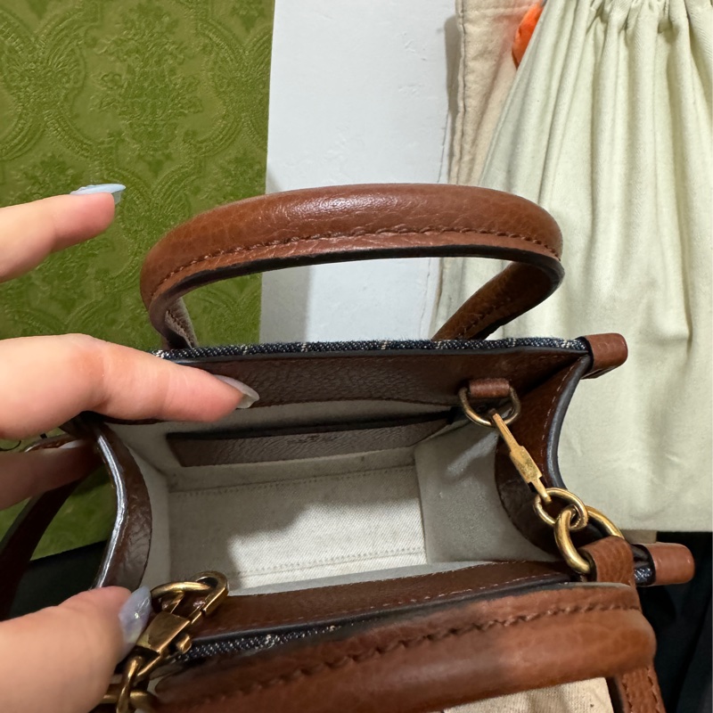 Gucci OPHIDIA GG MINI BAG 藍色牛仔布顏色 風琴包-4