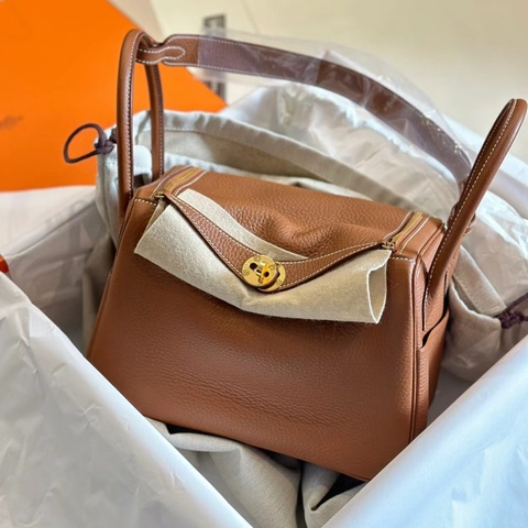 💖Hermes Lindy26 金棕金釦💖 全新全配