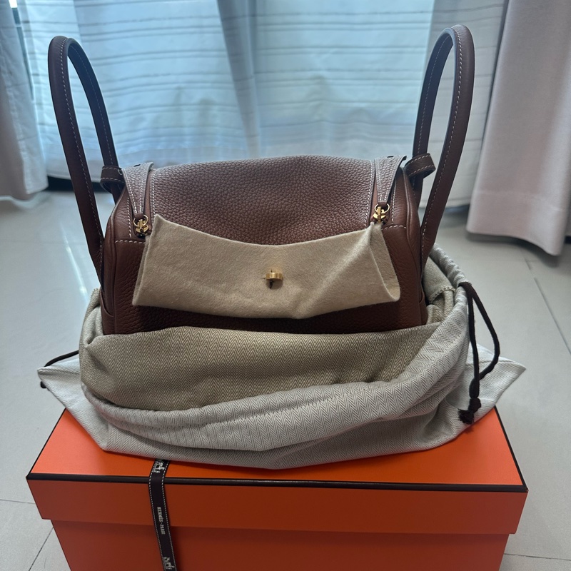 💖Hermes Lindy26 金棕金釦💖 全新全配-2