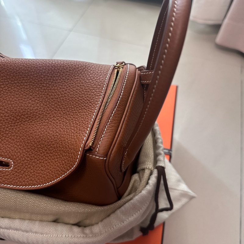 💖Hermes Lindy26 金棕金釦💖 全新全配-5