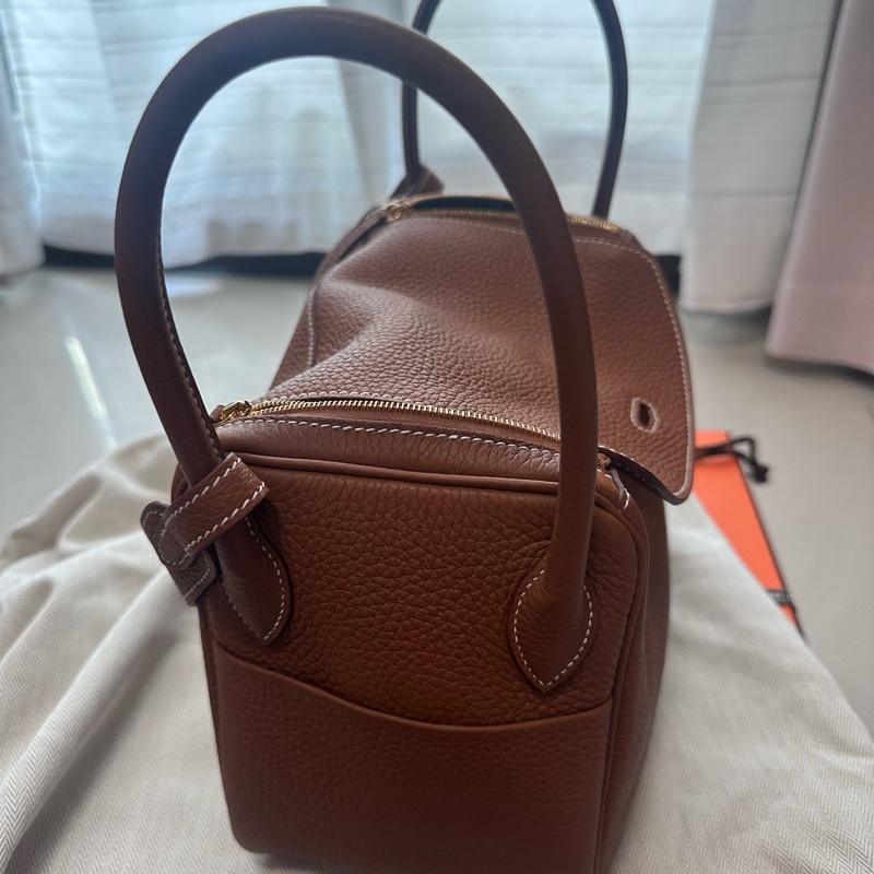 💖Hermes Lindy26 金棕金釦💖 全新全配-6