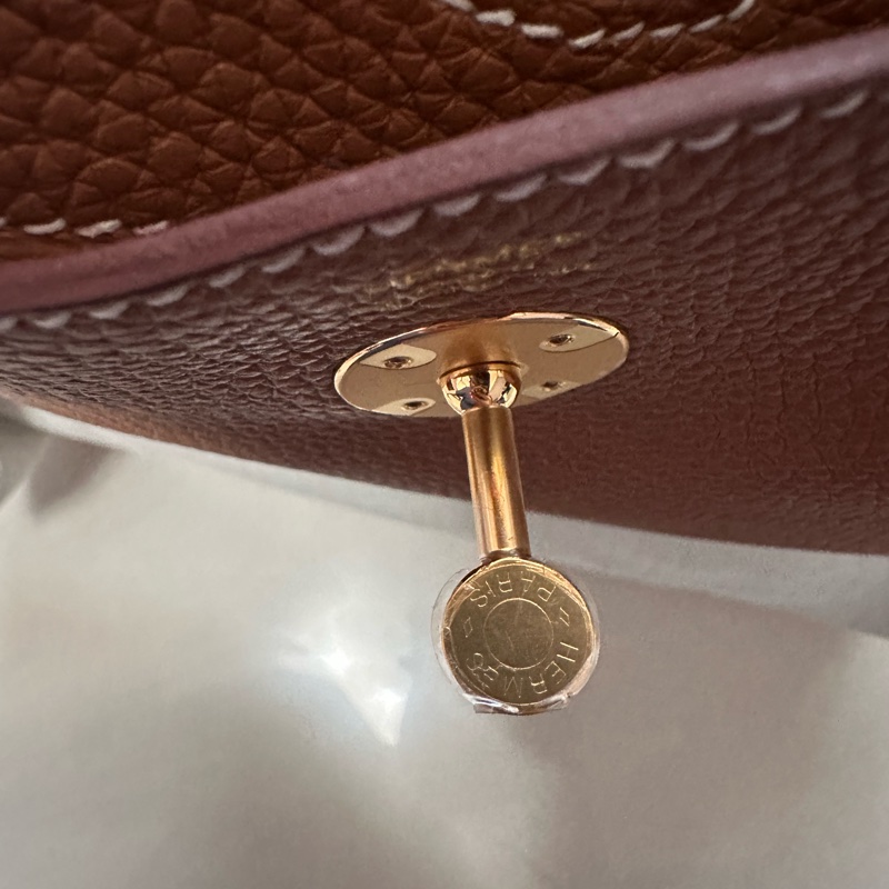 💖Hermes Lindy26 金棕金釦💖 全新全配-15