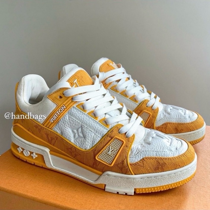 LV Trainer Sneaker 限量 黃色 牛仔 Logo 休閒鞋 運動鞋 UK5 1A9JG3-0
